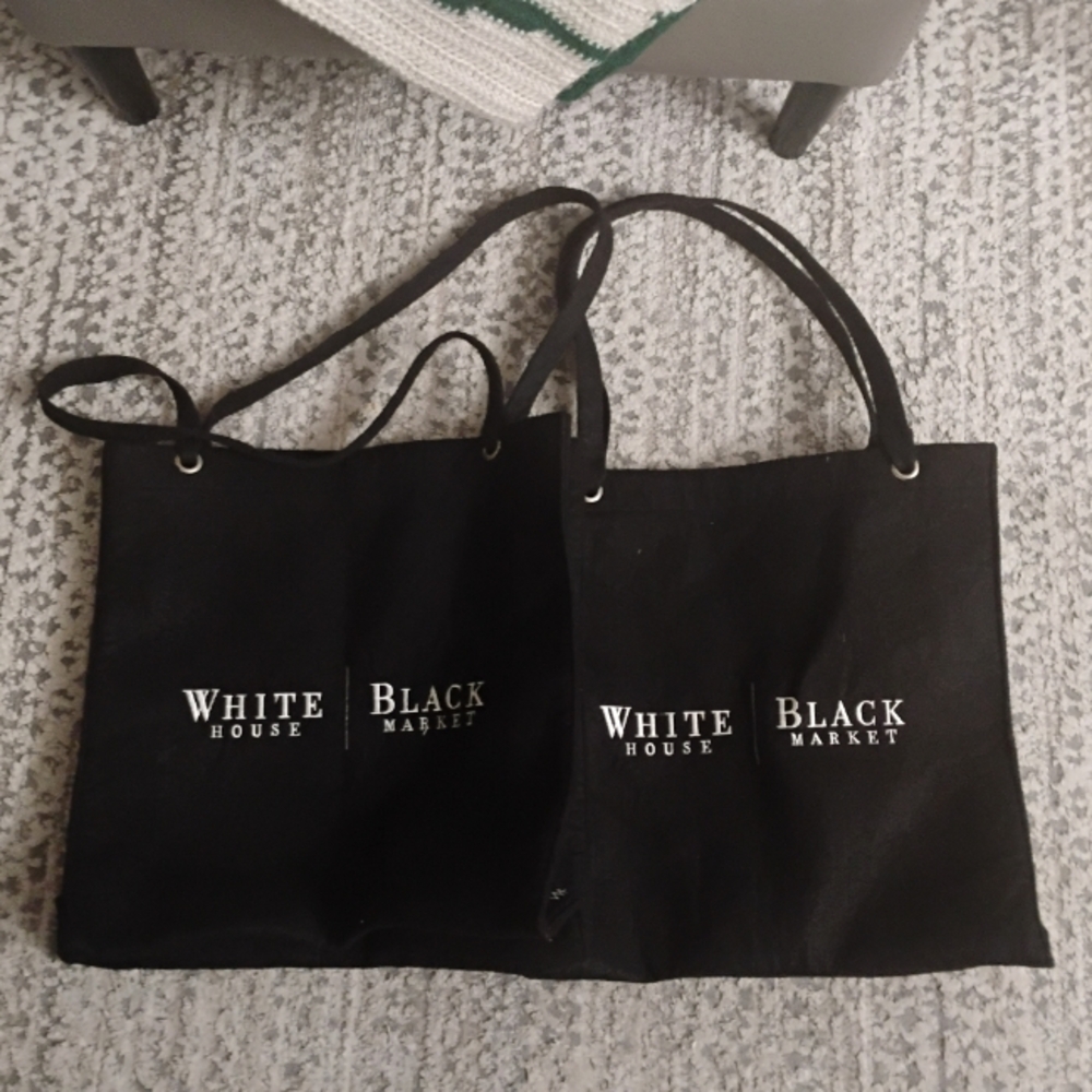 White House Black Market Black Tote Shopping Bags, Set Of 2